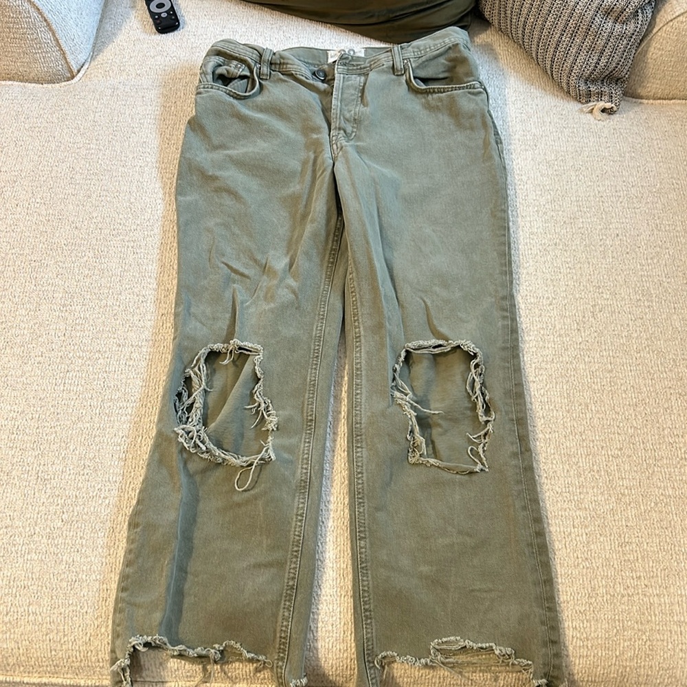 We The Free distressed olive jeans